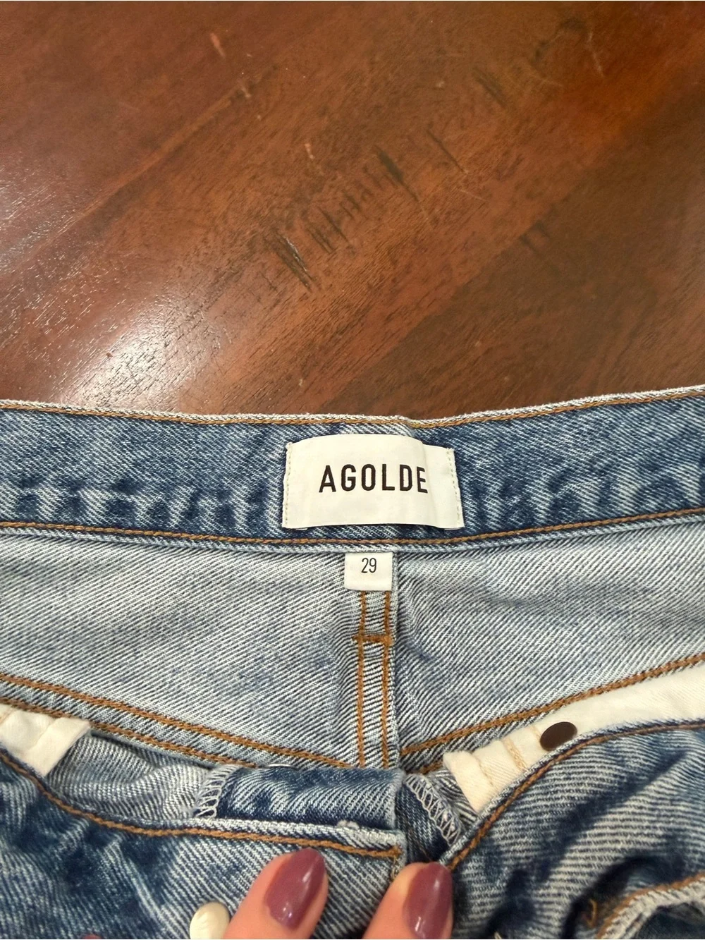 Agolde Parker Long Denim Cutoff Shorts